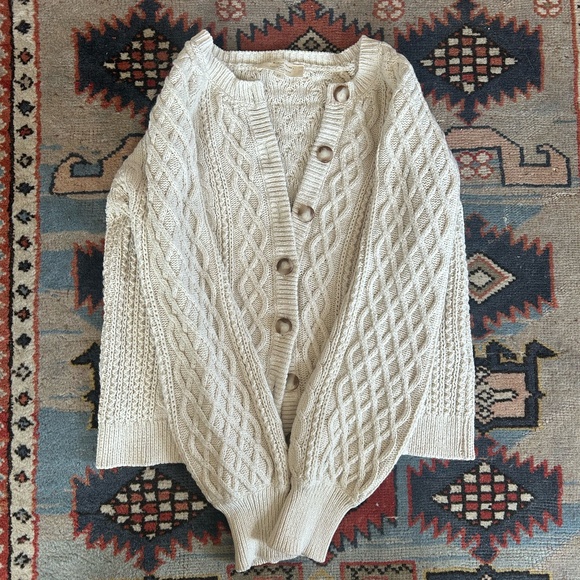 Sezane Cream Cable Knit Cardigan - Picture 2 of 4